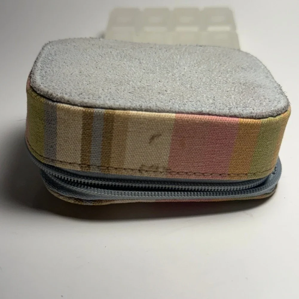 Longaberger Homestead Pastel Striped Pill Organizer Case 7‎ Day Pill Box HTF